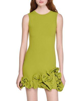 Chloe Floral Trim Knit Short Dress by SANDRO PARIS