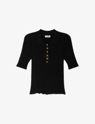 Collared Short-Sleeve Knitted Polo by SANDRO PARIS