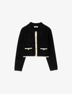 Collared Two-Tone Stretch-Knit Cardigan by SANDRO PARIS