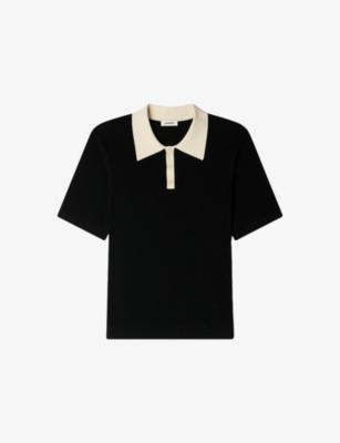 Contrast-collar stretch-knit polo shirt by SANDRO PARIS