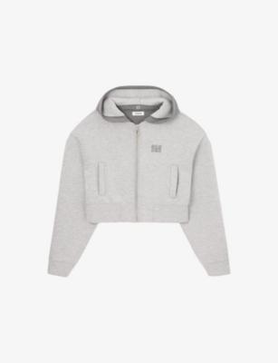 Contrast-hood regular-fit cropped sweatshirt by SANDRO PARIS