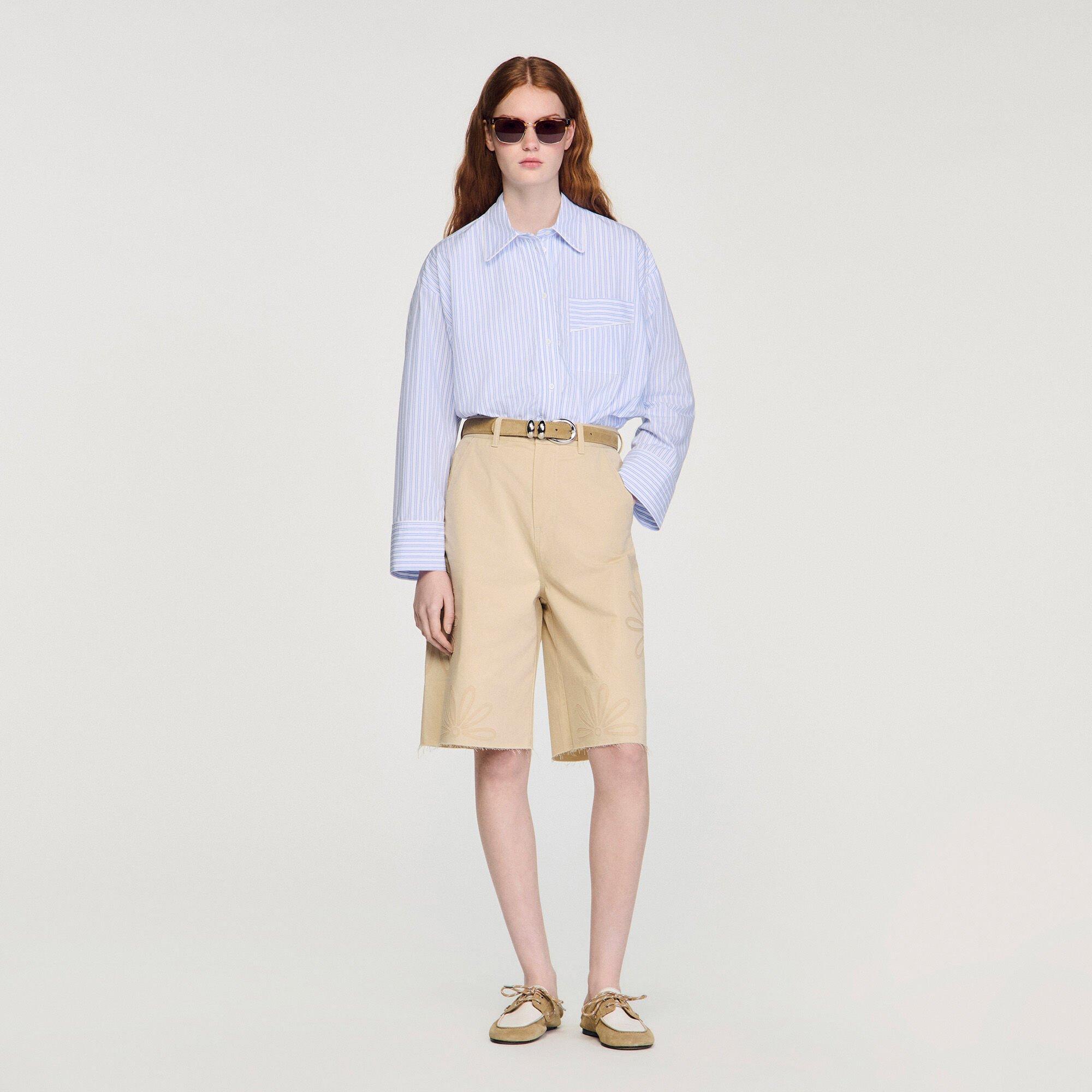 Cotton Bermudas with patched flowers by SANDRO PARIS
