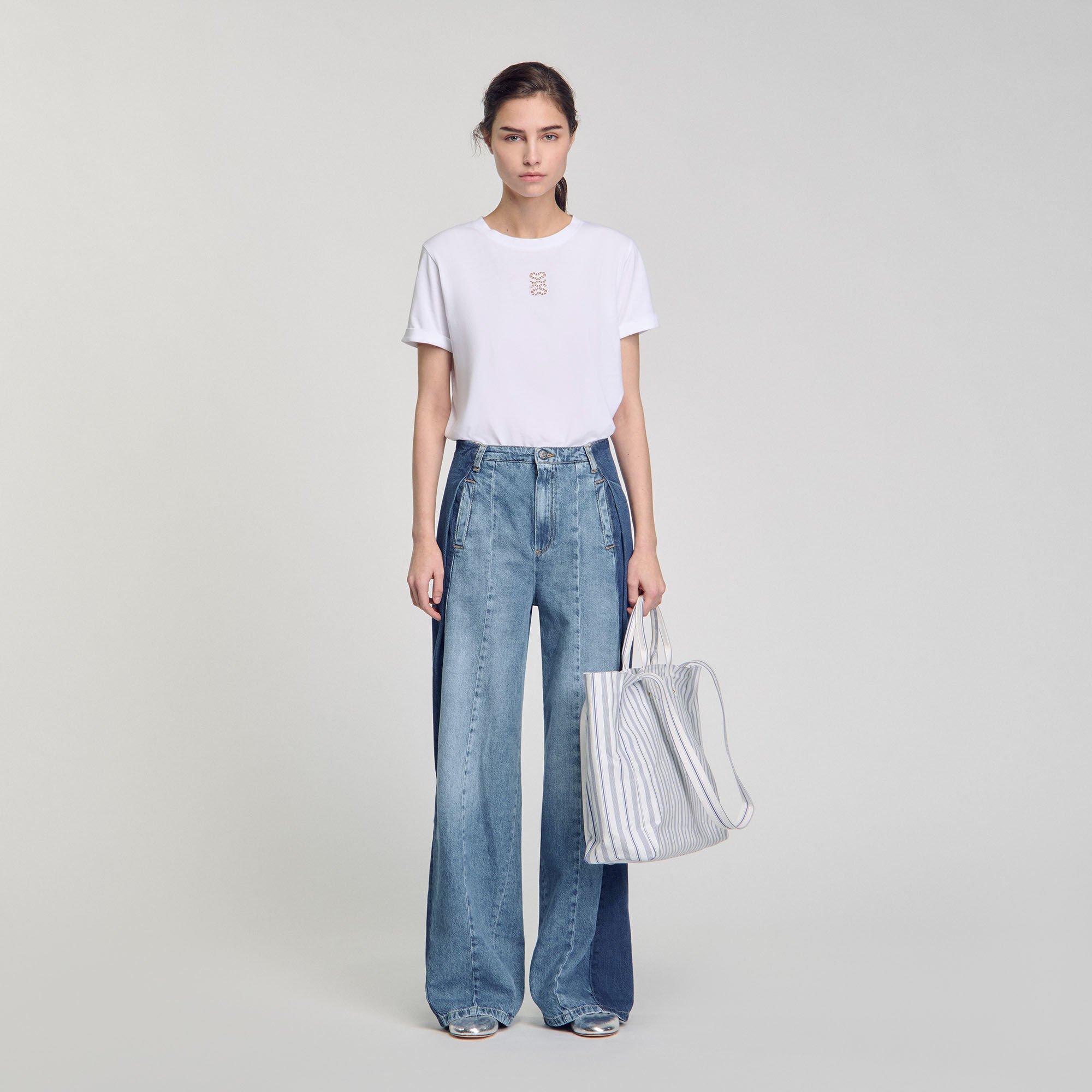 Cotton T-shirt with embroidery by SANDRO PARIS