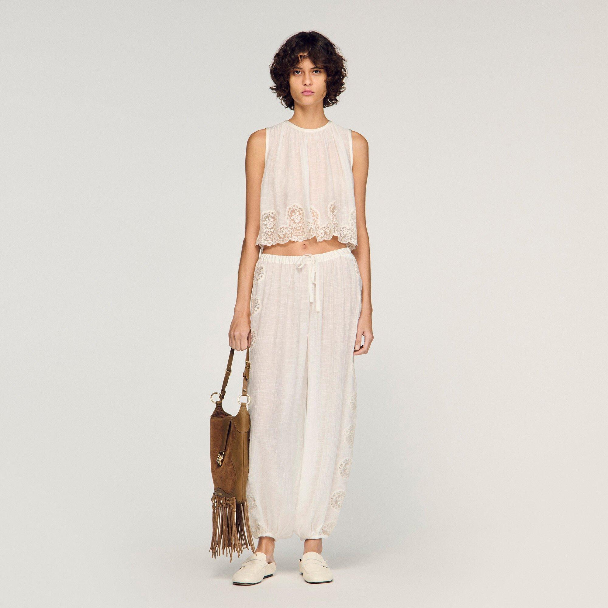 Crepon crop top by SANDRO PARIS