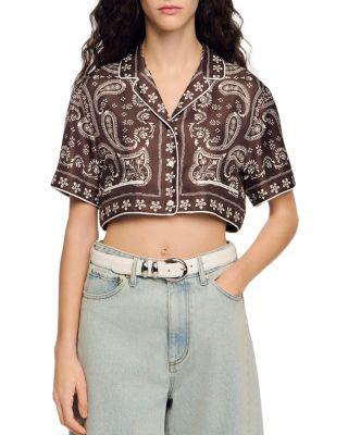 Cropped Bandana Print Shirt by SANDRO PARIS