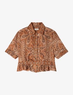 Cropped Bandana-Print Woven Shirt by SANDRO PARIS
