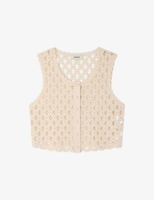 Cropped Bead-Embellished Crochet Cardigan by SANDRO PARIS