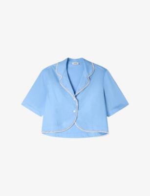 Cropped Beaded-Trim Cotton Shirt by SANDRO PARIS