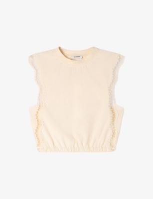 Cropped Lace-Embroidered Cotton T-Shirt by SANDRO PARIS