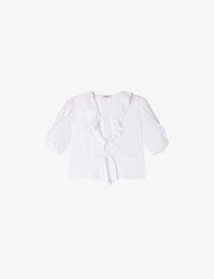 Cropped Ruffle-Trim Cotton Top by SANDRO PARIS