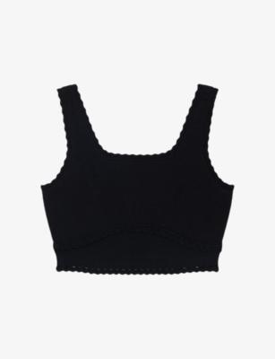 Cropped Scalloped-Trim Stretch-Knit Jumper by SANDRO PARIS