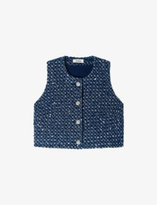 Cropped Sequin-Embellished Cotton Top by SANDRO PARIS