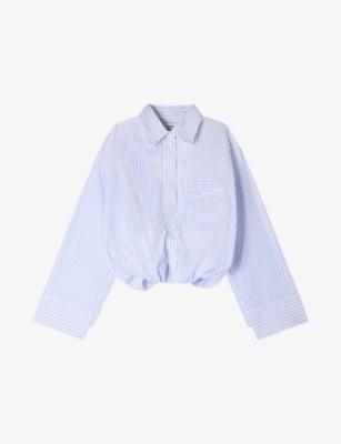 Cropped Stripe-Print Cotton Shirt by SANDRO PARIS