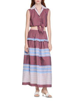 Cropped Striped Cotton Shirt by SANDRO PARIS