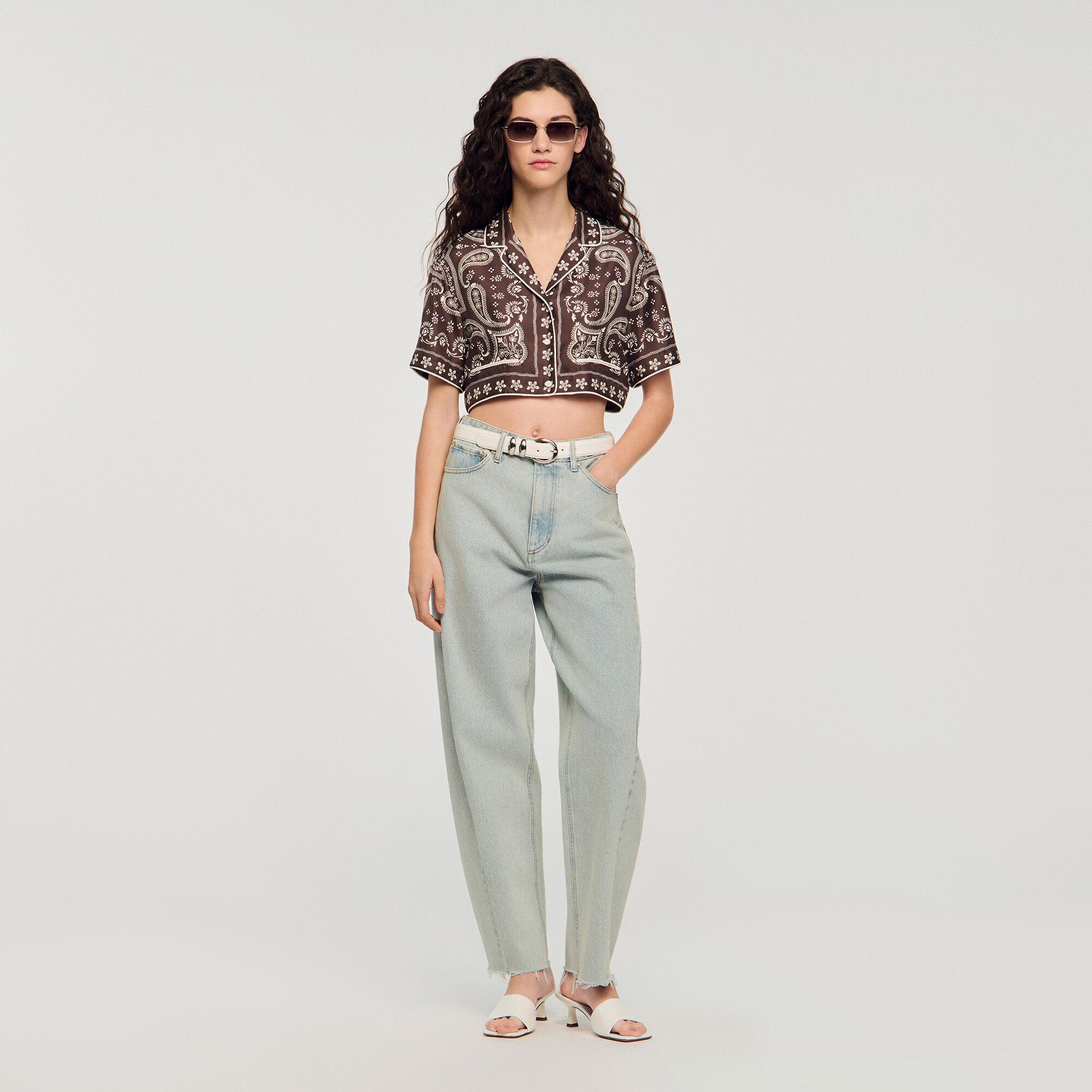Cropped bandana print shirt by SANDRO PARIS