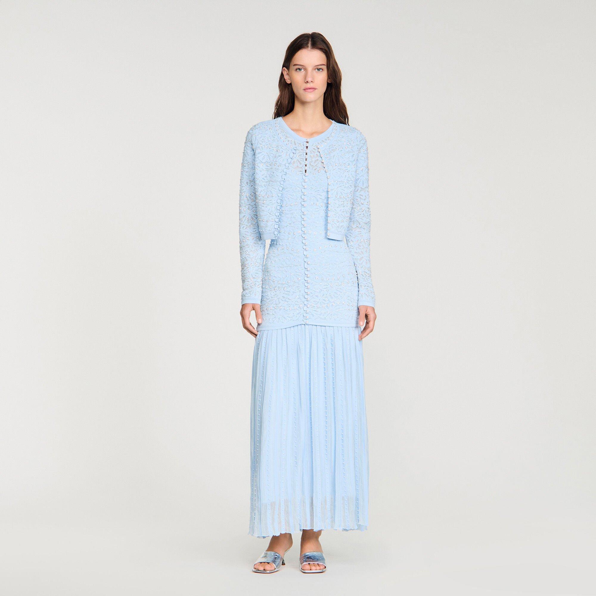 Cropped pearled cardigan by SANDRO PARIS