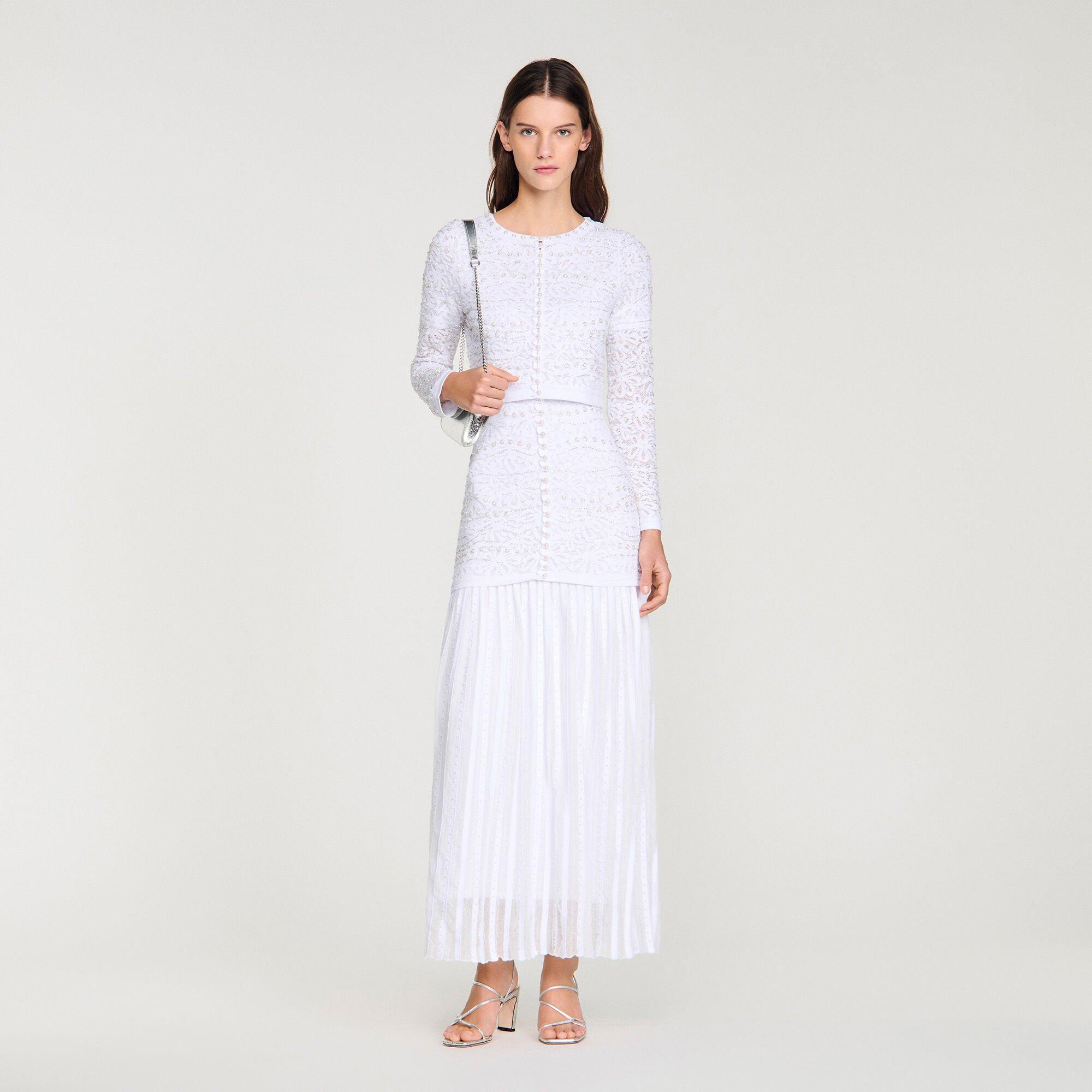 Cropped pearled cardigan by SANDRO PARIS