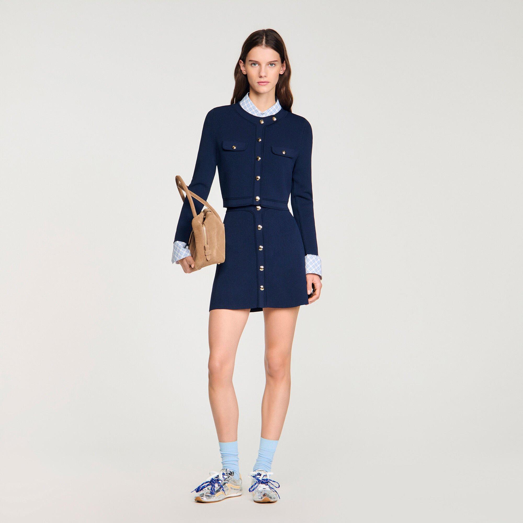 Cropped rib knit cardigan by SANDRO PARIS