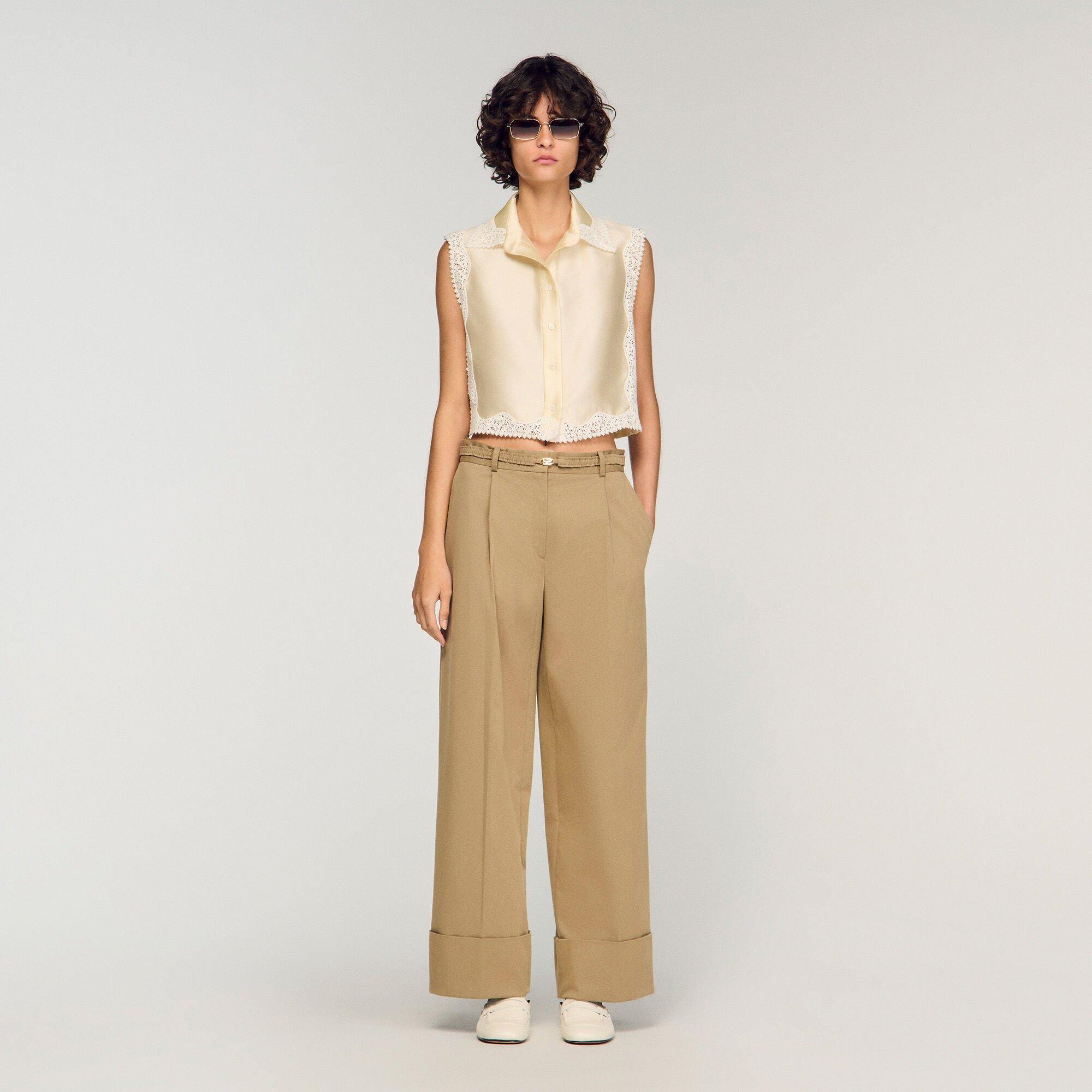 Cropped shirt with lace details by SANDRO PARIS