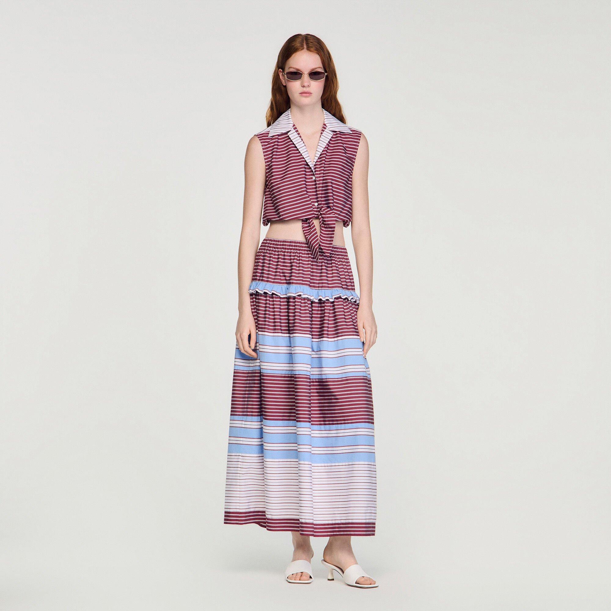 Cropped striped cotton shirt by SANDRO PARIS