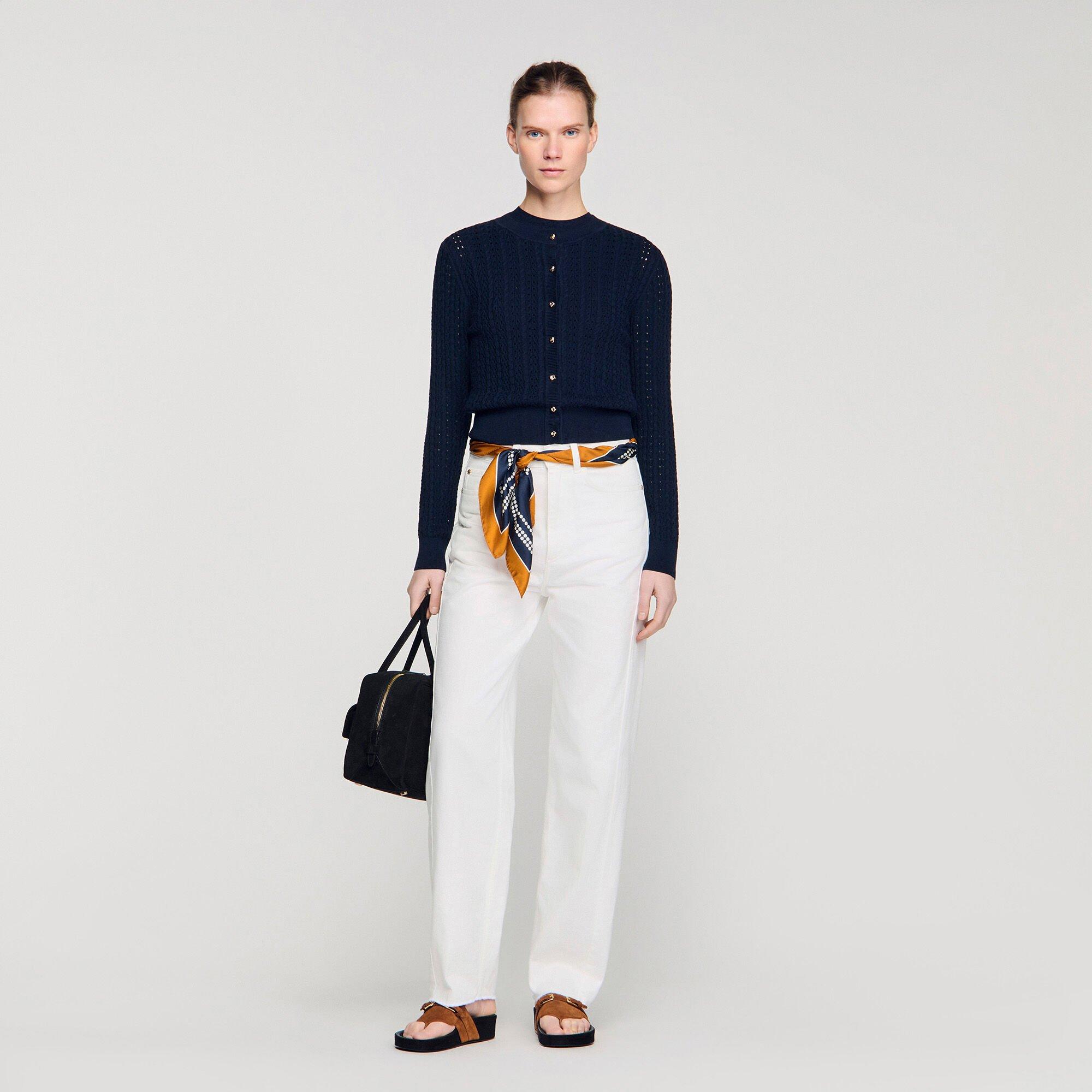 Cropped textured knit cardigan by SANDRO PARIS