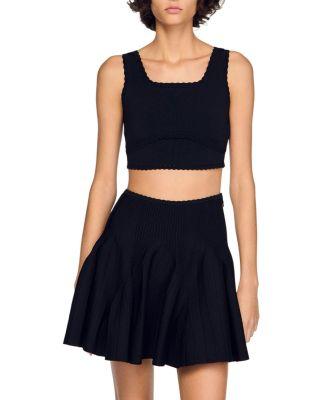 Deborah Cropped Decorative Knit Sweater by SANDRO PARIS