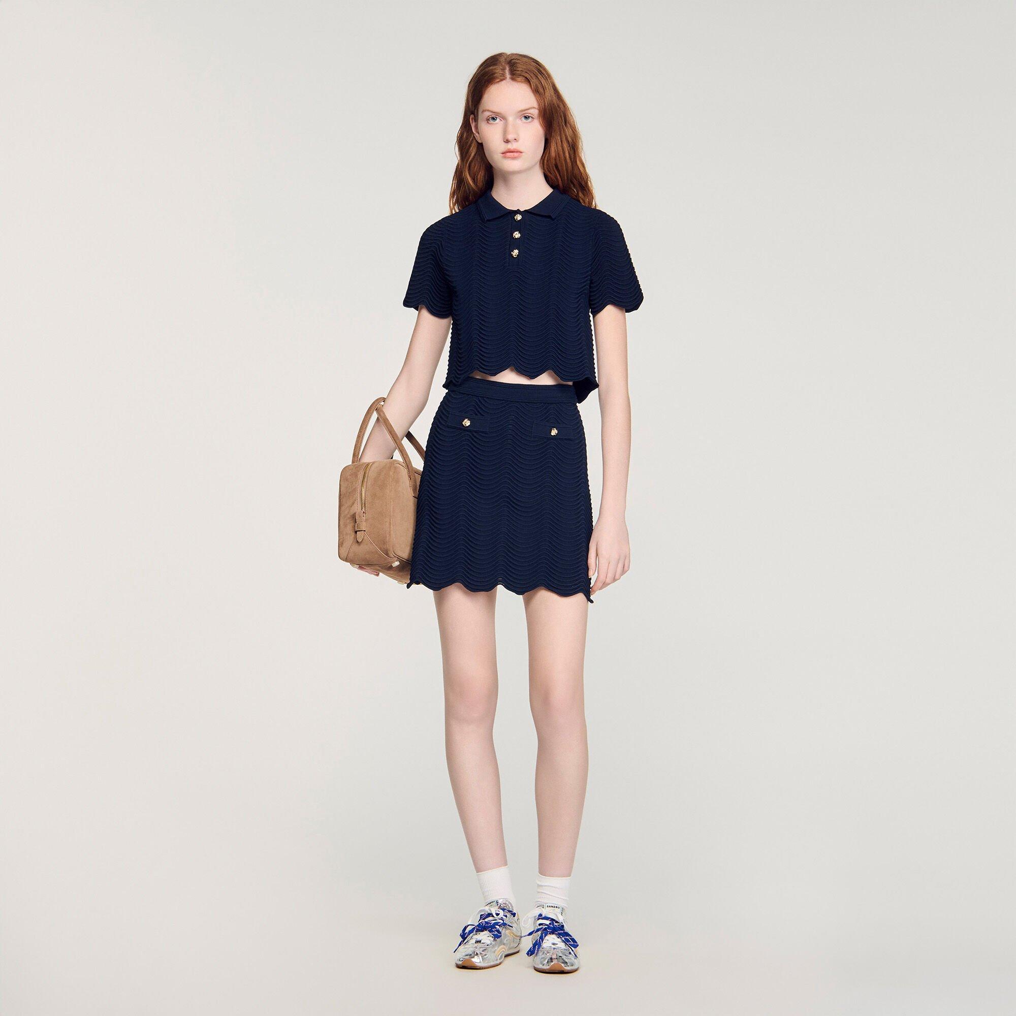 Decorative knit polo-neck sweater by SANDRO PARIS