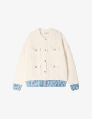 Denim-Hem Button-Down Knitted Cardigan by SANDRO PARIS