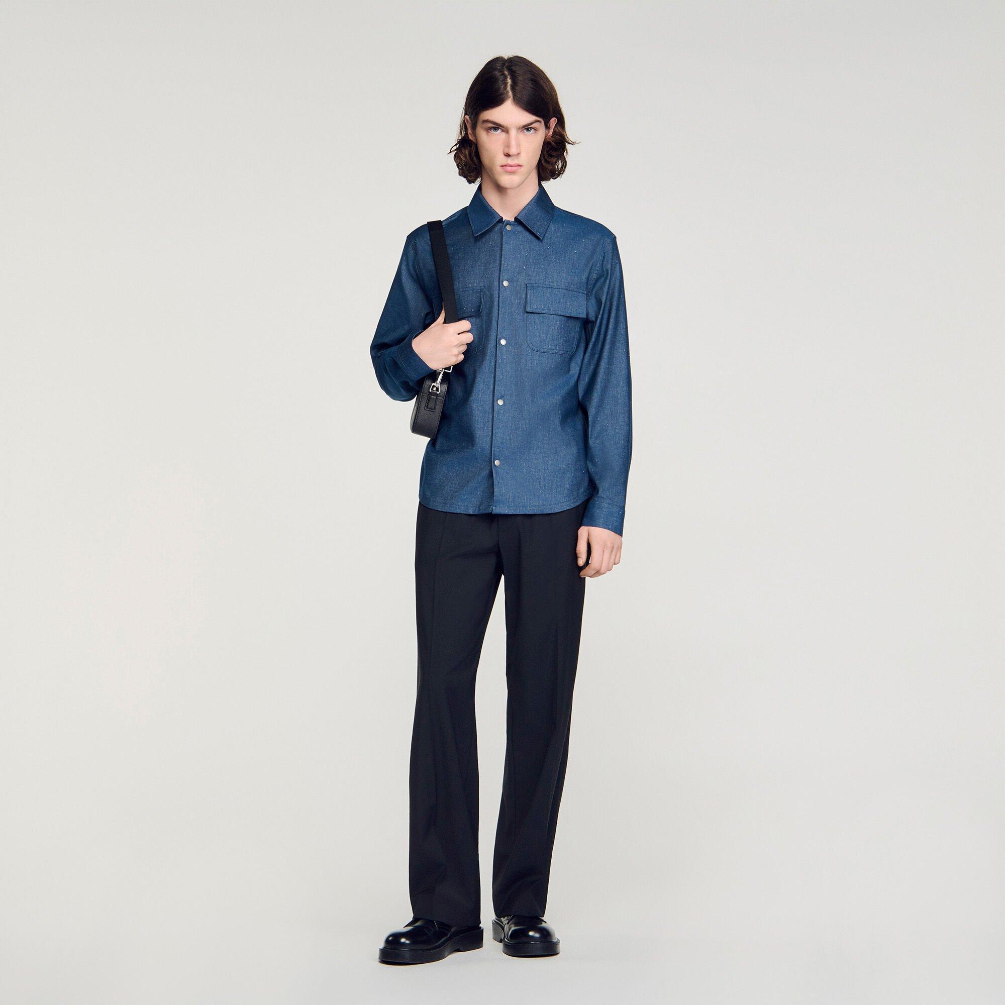 Denim-effect cotton and linen shirt by SANDRO PARIS
