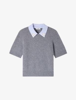 Detachable-Collar Short-Sleeved Wool Jumper by SANDRO PARIS