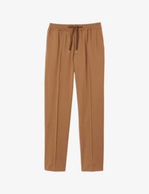 Drawstring-waist straight-leg wool-blend trousers by SANDRO PARIS