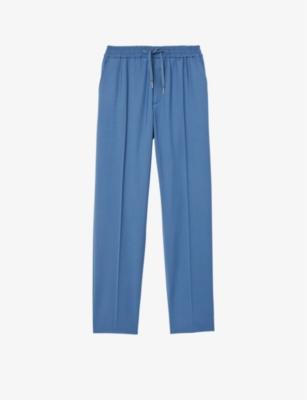 Drawstring-waist straight-leg wool-blend trousers by SANDRO PARIS