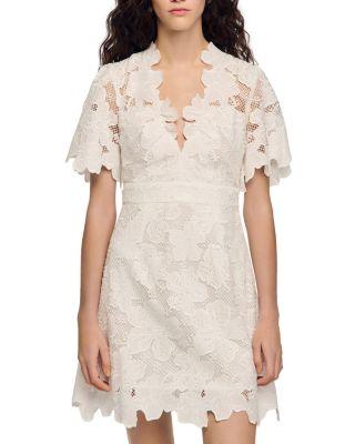 Elara Flower Lace Short Dress by SANDRO PARIS