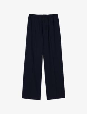 Elasticated-Waist Wide-Leg Stretch Wool-Blend Trousers by SANDRO PARIS