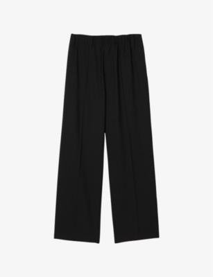 Elasticated-Waist Wide-Leg Stretch Wool-Blend Trousers by SANDRO PARIS