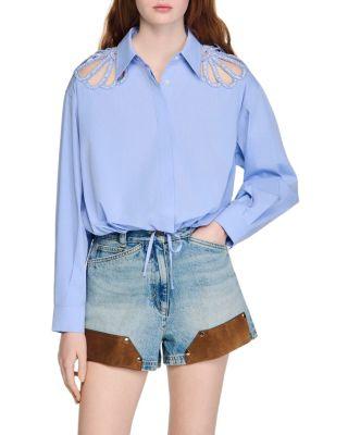 Embroidered Cotton Shirt by SANDRO PARIS