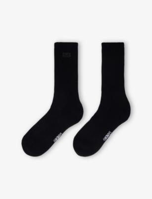 Embroidered Logo-Patch Ribbed Stretch-Cotton Socks by SANDRO PARIS