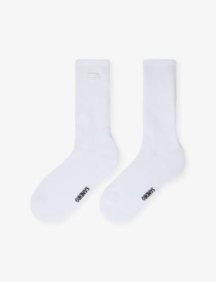 Embroidered Logo-Patch Ribbed Stretch-Cotton Socks by SANDRO PARIS