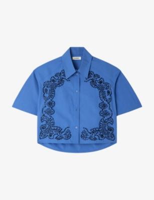 Embroidered and Bead-Embellished Cotton Shirt by SANDRO PARIS