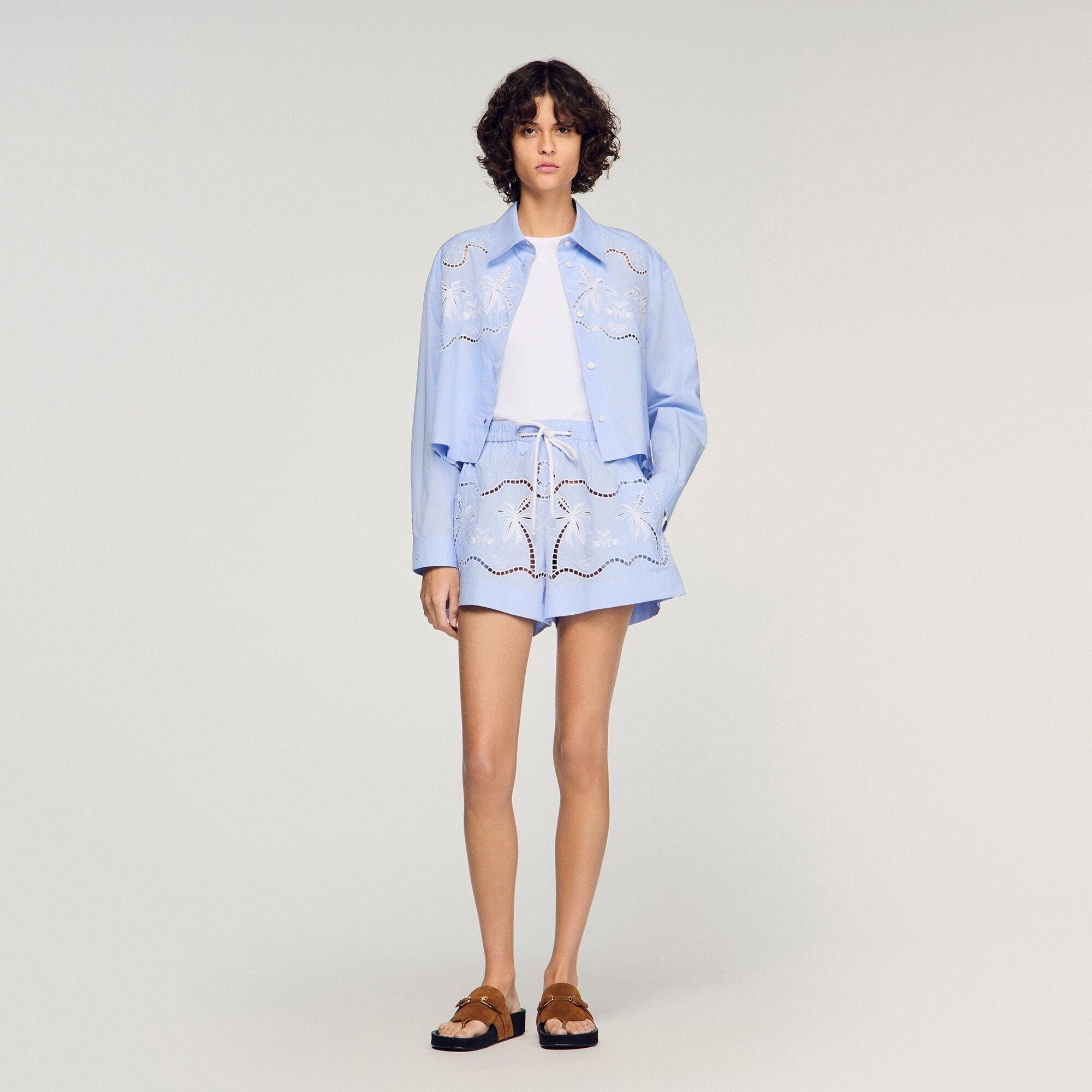 Embroidered cotton shorts by SANDRO PARIS
