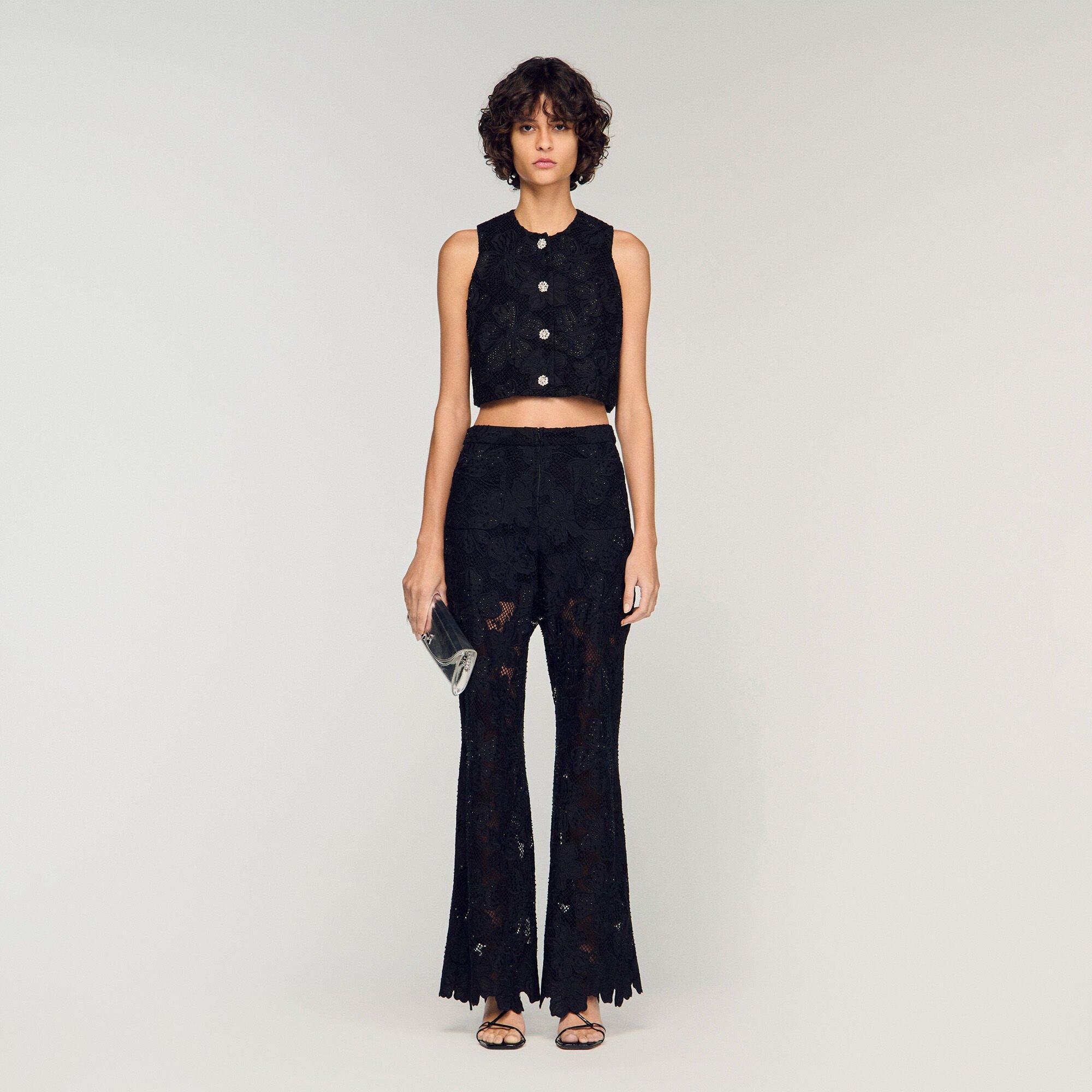 Embroidered guipure crop top by SANDRO PARIS