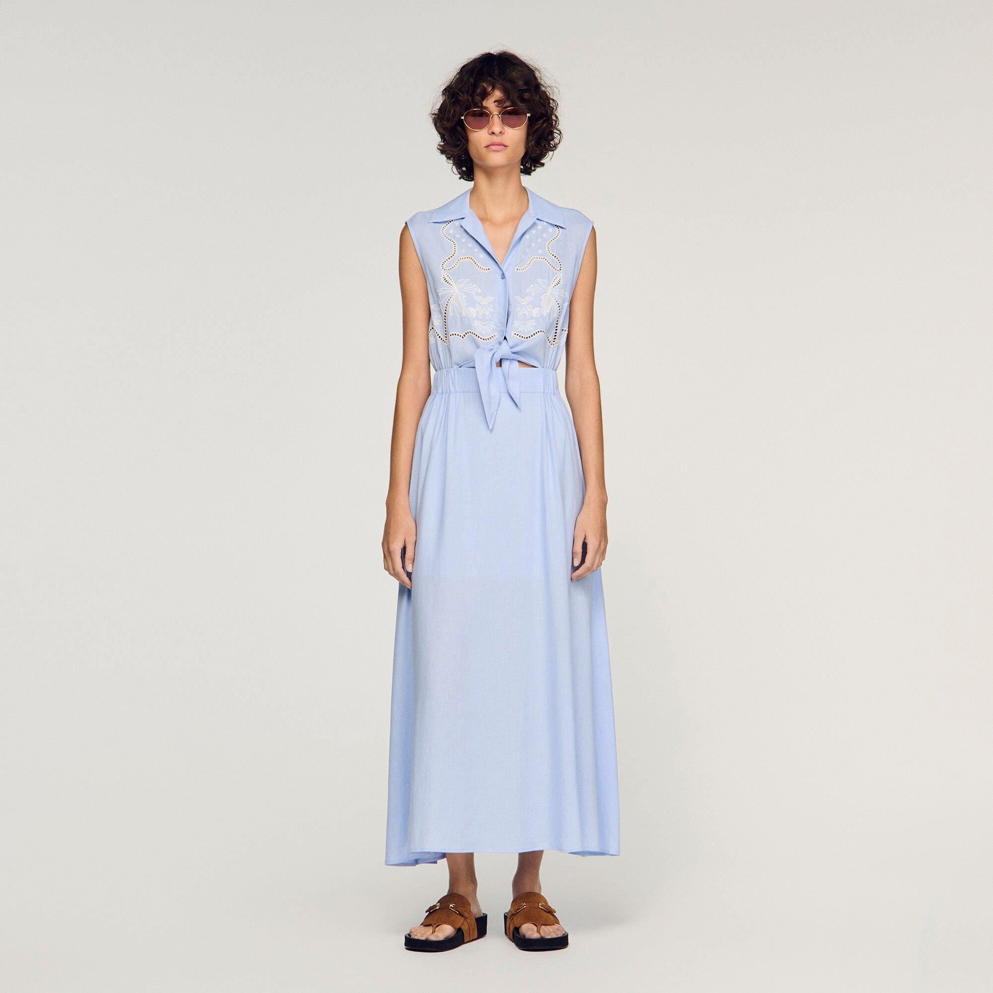 Embroidered linen maxi dress by SANDRO PARIS