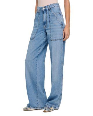 Fade Wide Straight Leg Jeans in Blue Jean by SANDRO PARIS