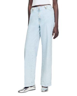 Faded Wide Leg Jeans in Blue Jean by SANDRO PARIS