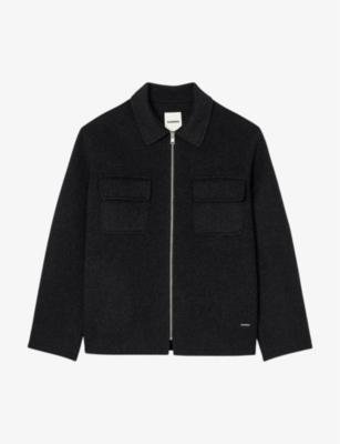 Flap-pocket zipped wool-blend overshirt by SANDRO PARIS