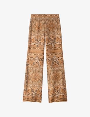 Flared Bandana-Print Woven Trousers by SANDRO PARIS