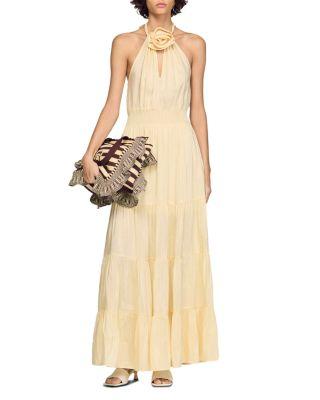 Floral Detail Linen Blend Maxi Dress by SANDRO PARIS