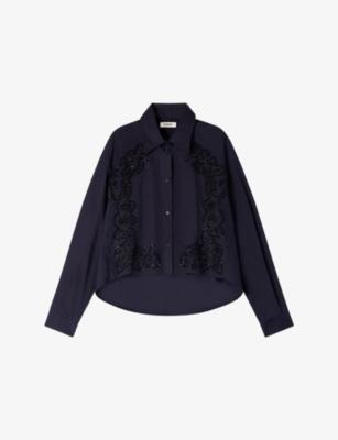 Floral-Embroidered Cotton Shirt by SANDRO PARIS