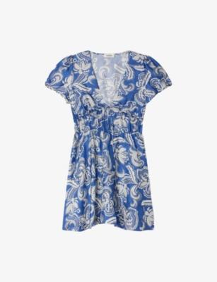 Floral-Print Short-Sleeved Woven Mini Dress by SANDRO PARIS