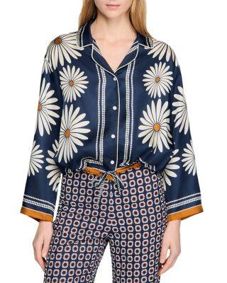 Floral Print Silk Shirt by SANDRO PARIS